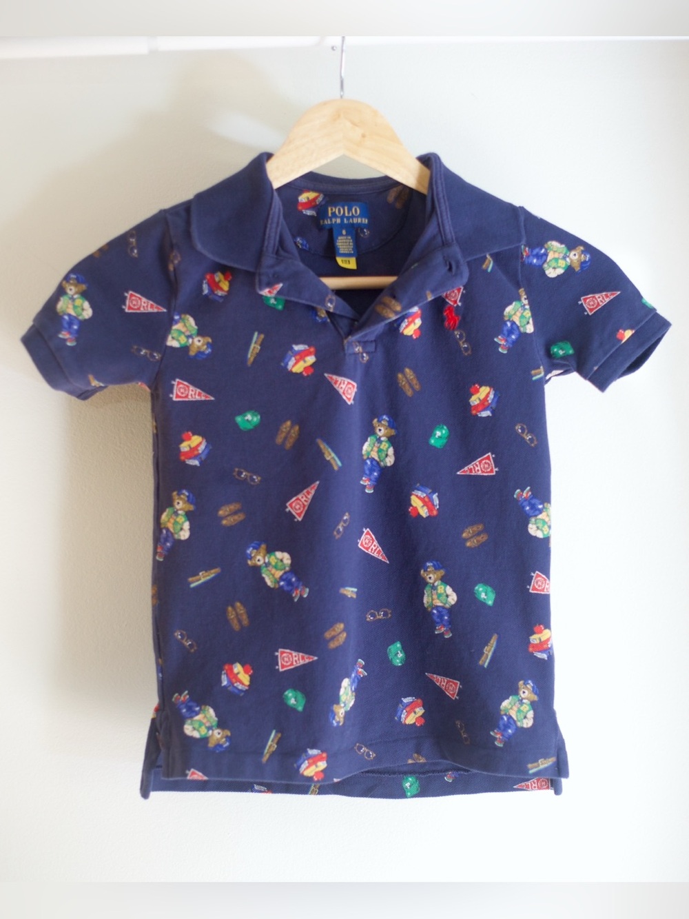 Polo Ralph Lauren Boys Polo Bear Print Polo Shirt Size 6